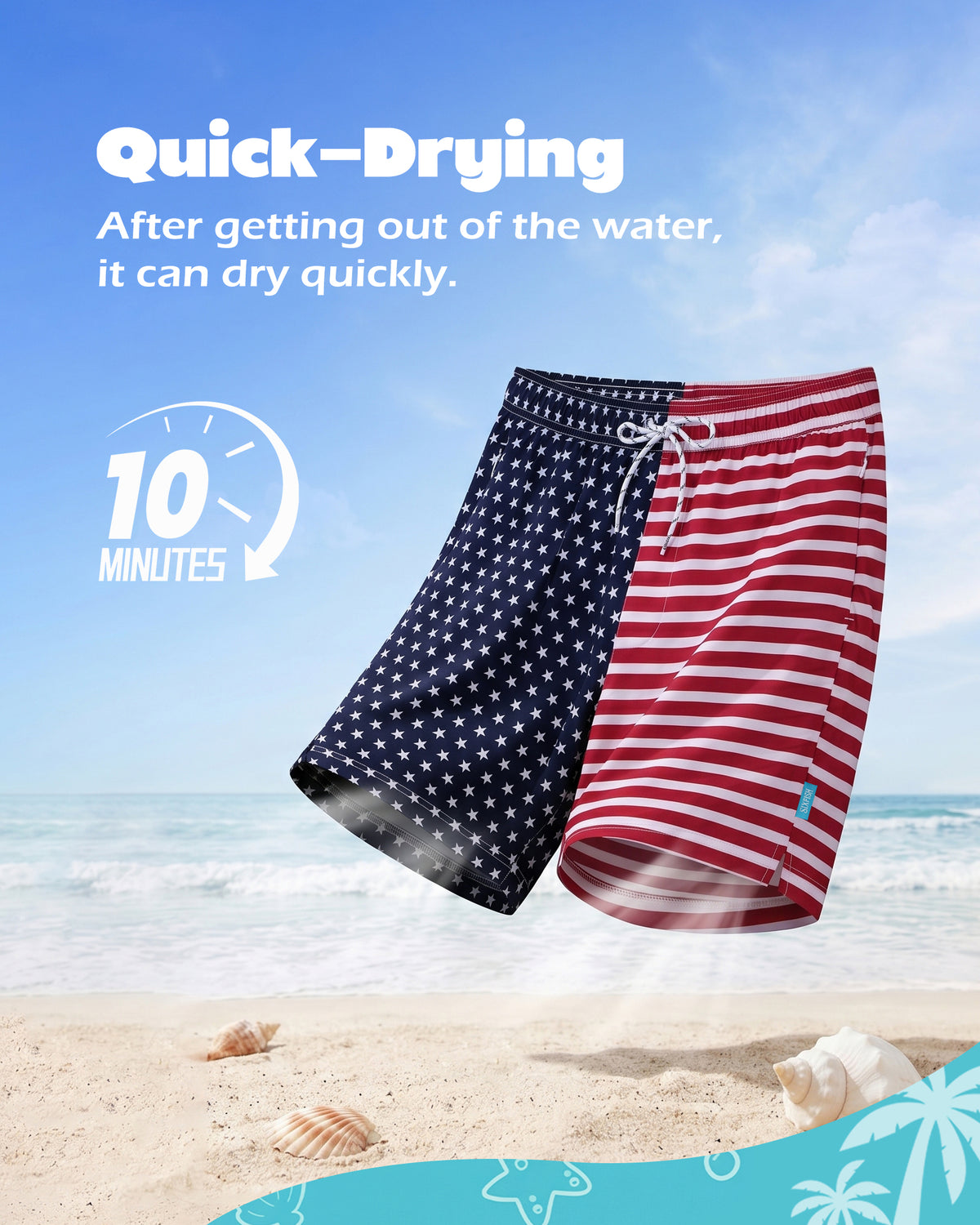 Sixfish Mens Swim Trunks With Compression Liner 5 Inch,2-in-1 Bathing Suit