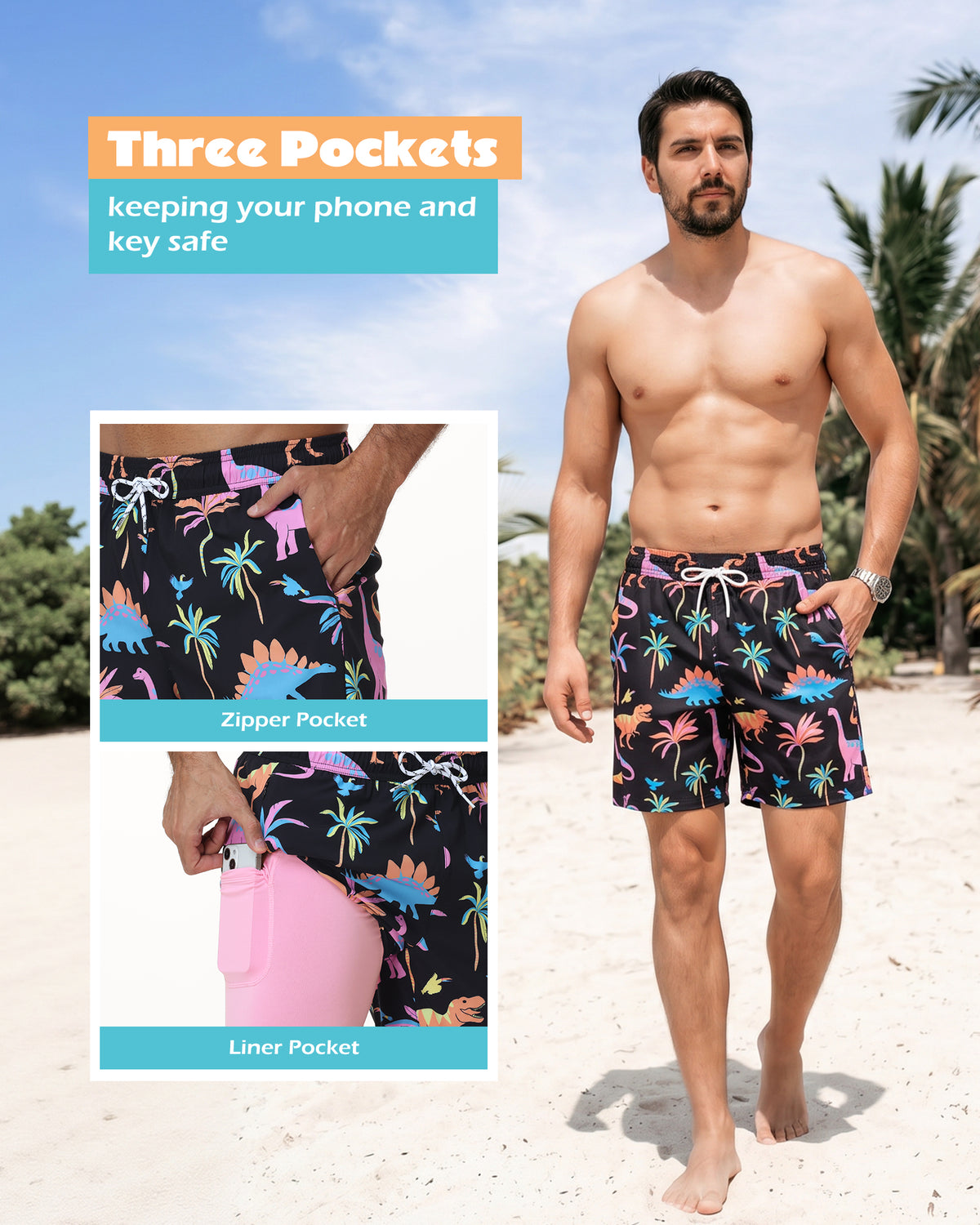 Sixfish 7 Inch 2 in 1 Swim Trunks