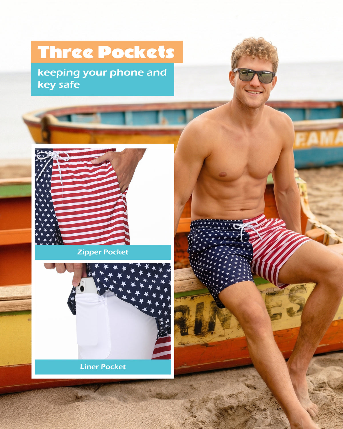 Sixfish Mens Swim Trunks With Compression Liner 5 Inch,2-in-1 Bathing Suit