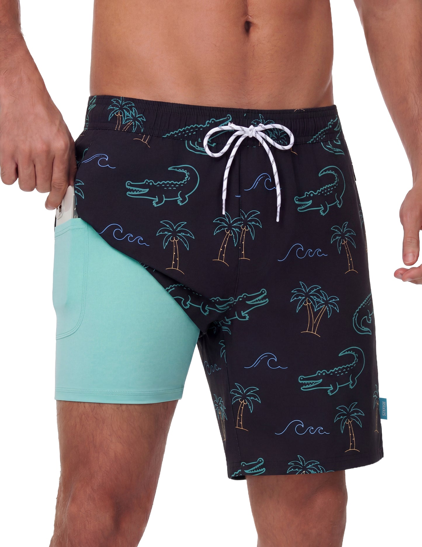 Sixfish 7 Inch 2 in 1 Swim Trunks