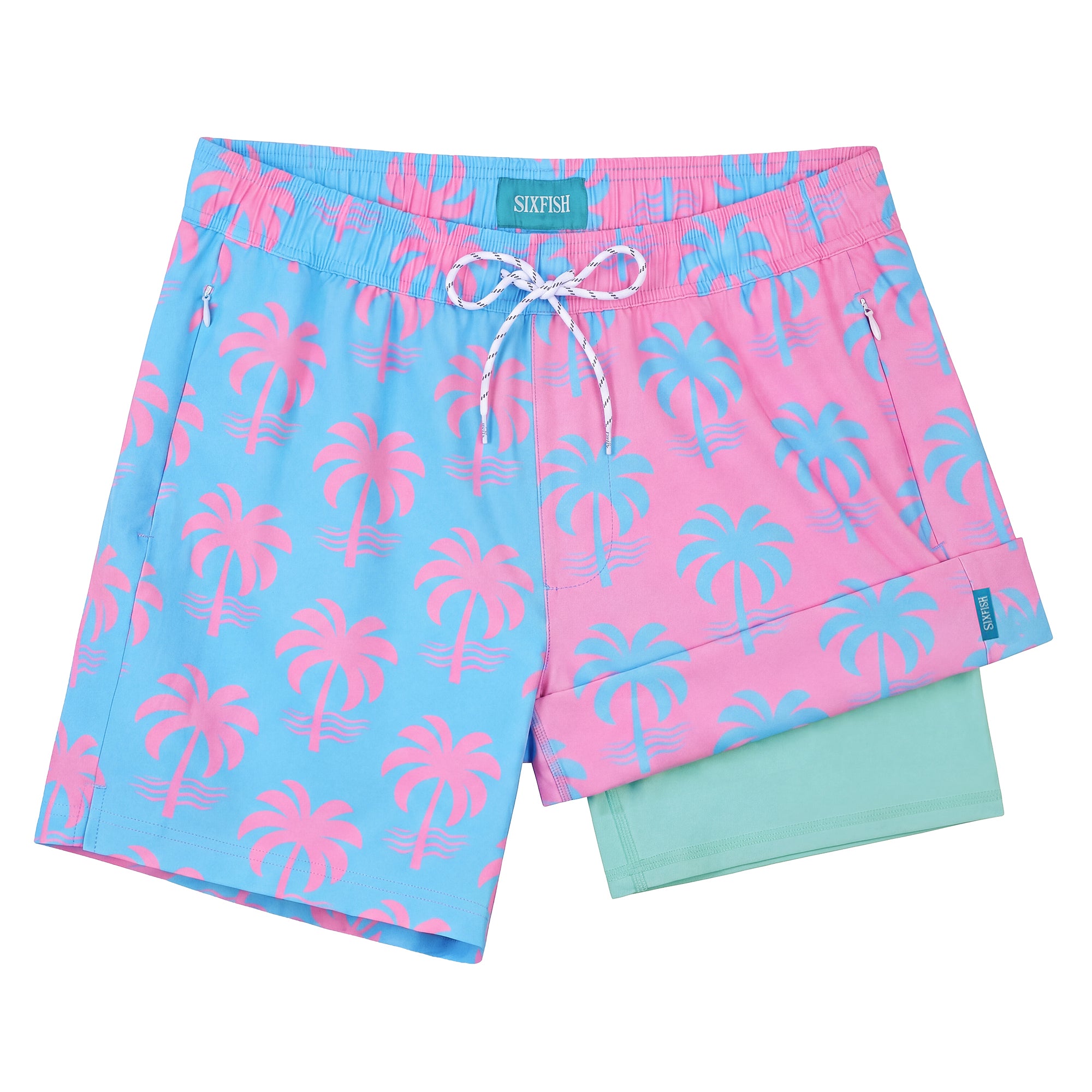Sixfish Mens Swim Trunks With Compression Liner 5 Inch,2-in-1 Bathing Suit