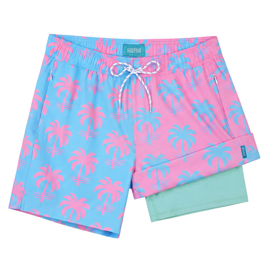 Sixfish Mens Swim Trunks With Compression Liner 5 Inch,2-in-1 Bathing Suit