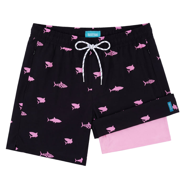 Sixfish Mens Swim Trunks With Compression Liner 5 Inch,2-in-1 Bathing Suit
