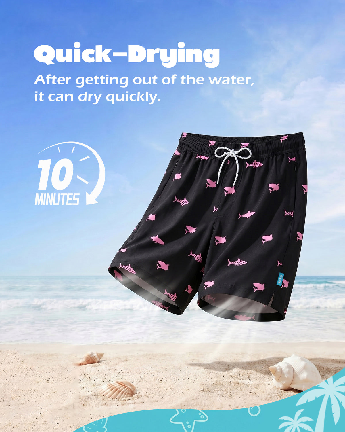 Sixfish Mens Swim Trunks With Compression Liner 5 Inch,2-in-1 Bathing Suit