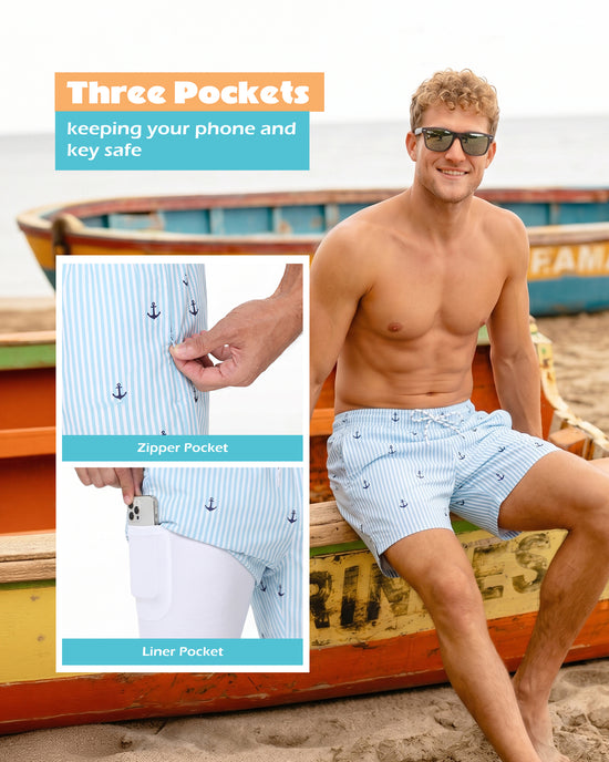 Sixfish Mens Swim Trunks With Compression Liner 5 Inch,2-in-1 Bathing Suit