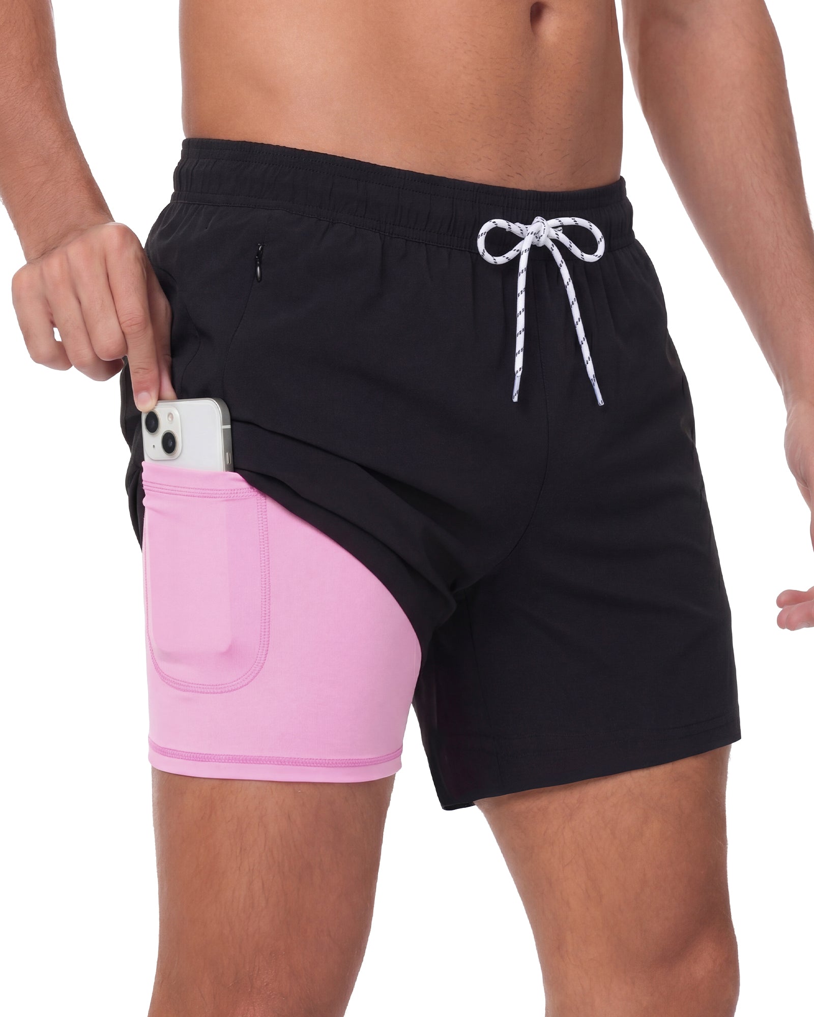 Sixfish Men's Swim Trunks Quick Dry Bored Shorts with 4" Compression Liner