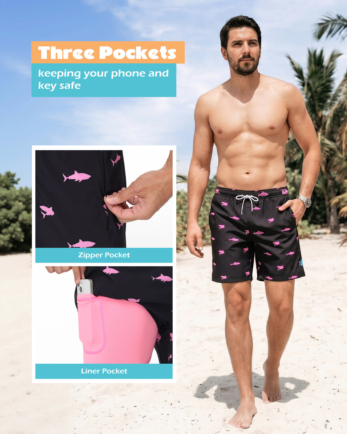 Sixfish 7 Inch 2 in 1 Swim Trunks