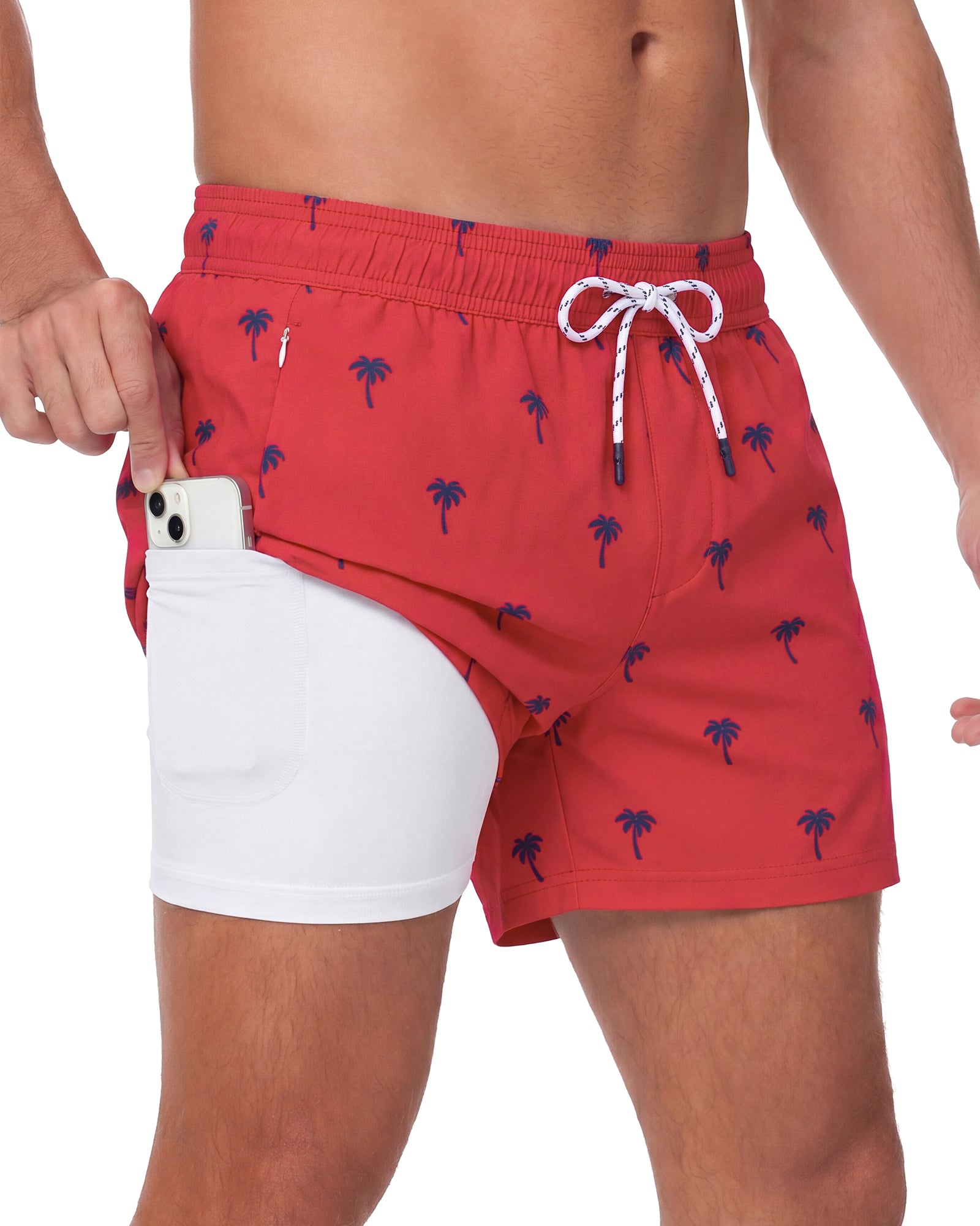Sixfish Men's Swim Trunks Quick Dry Bored Shorts with 4" Compression Liner