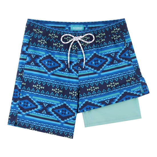 Sixfish Mens Swim Trunks With Compression Liner 5 Inch,2-in-1 Bathing Suit