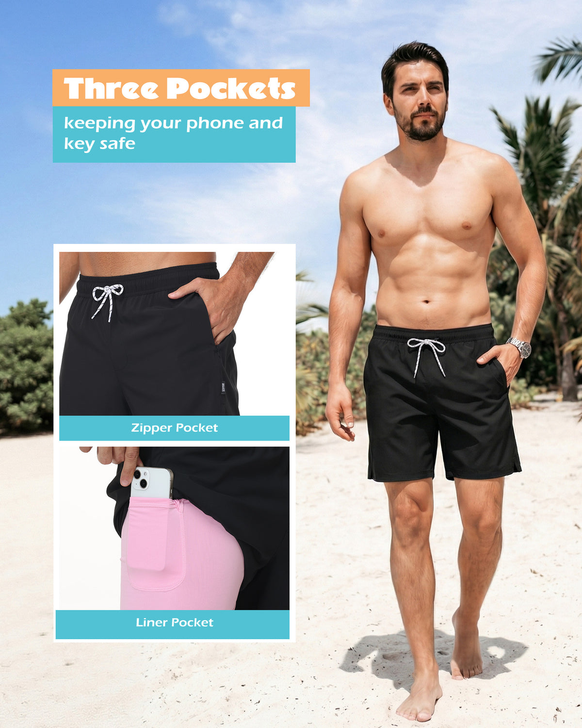 Sixfish 7 Inch 2 in 1 Swim Trunks