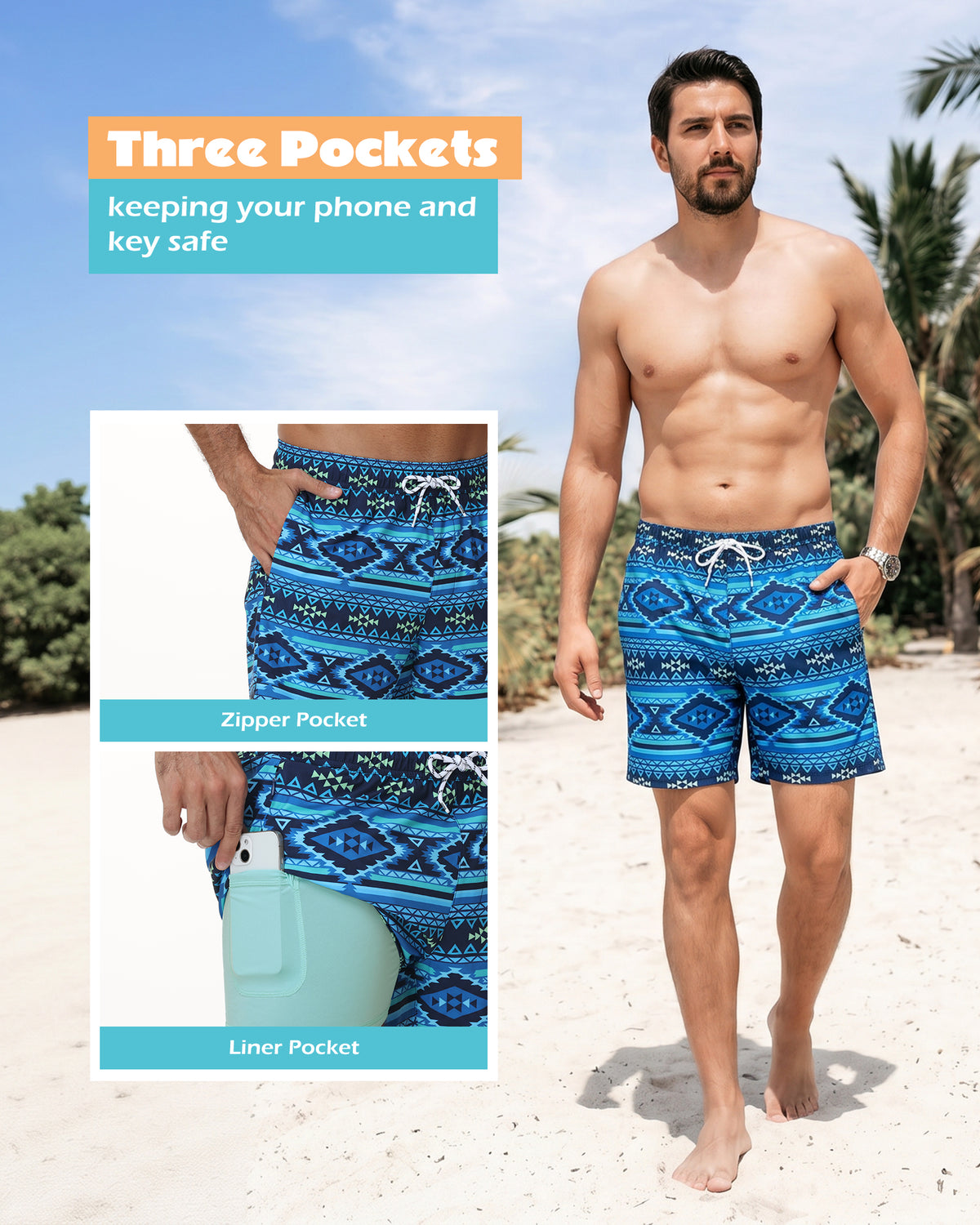 Sixfish 7 Inch 2 in 1 Swim Trunks