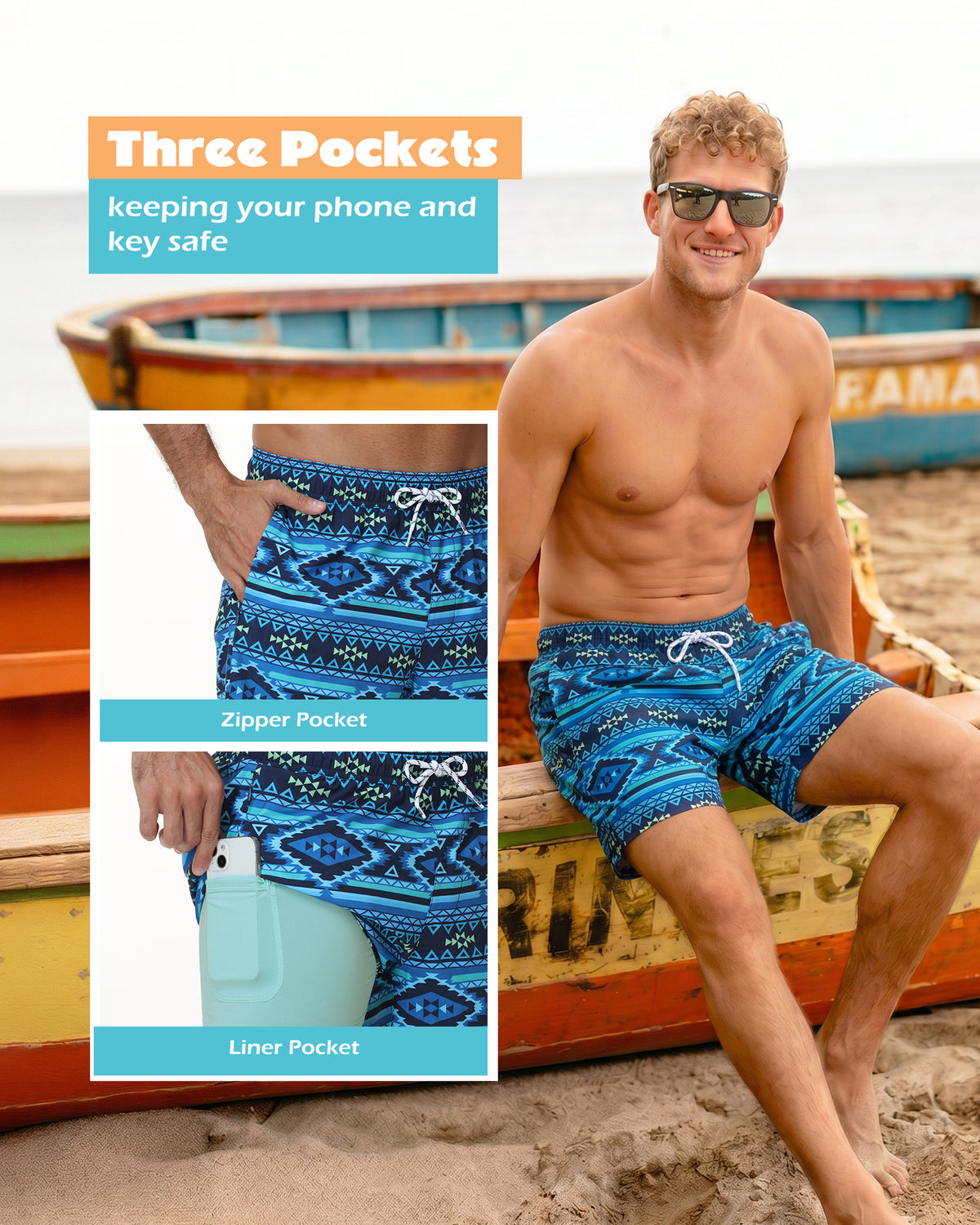 Sixfish Mens Swim Trunks With Compression Liner 5 Inch,2-in-1 Bathing Suit