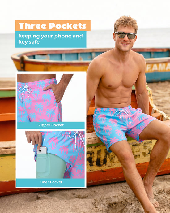 Sixfish Mens Swim Trunks With Compression Liner 5 Inch,2-in-1 Bathing Suit