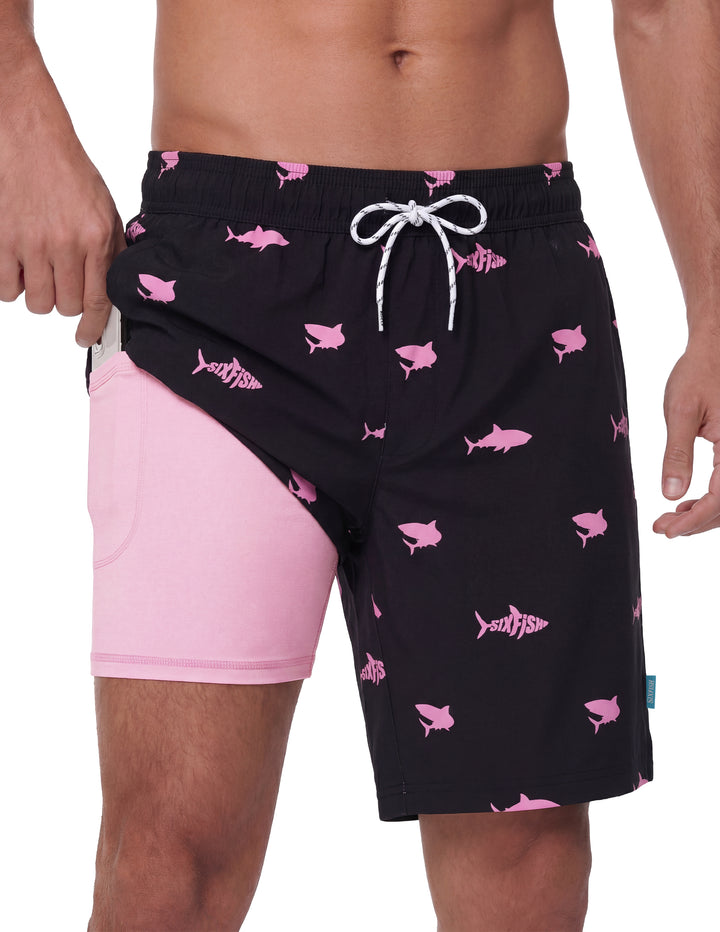 Sixfish 7 Inch 2 in 1 Swim Trunks