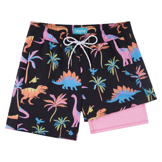 Sixfish Mens Swim Trunks With Compression Liner 5 Inch,2-in-1 Bathing Suit