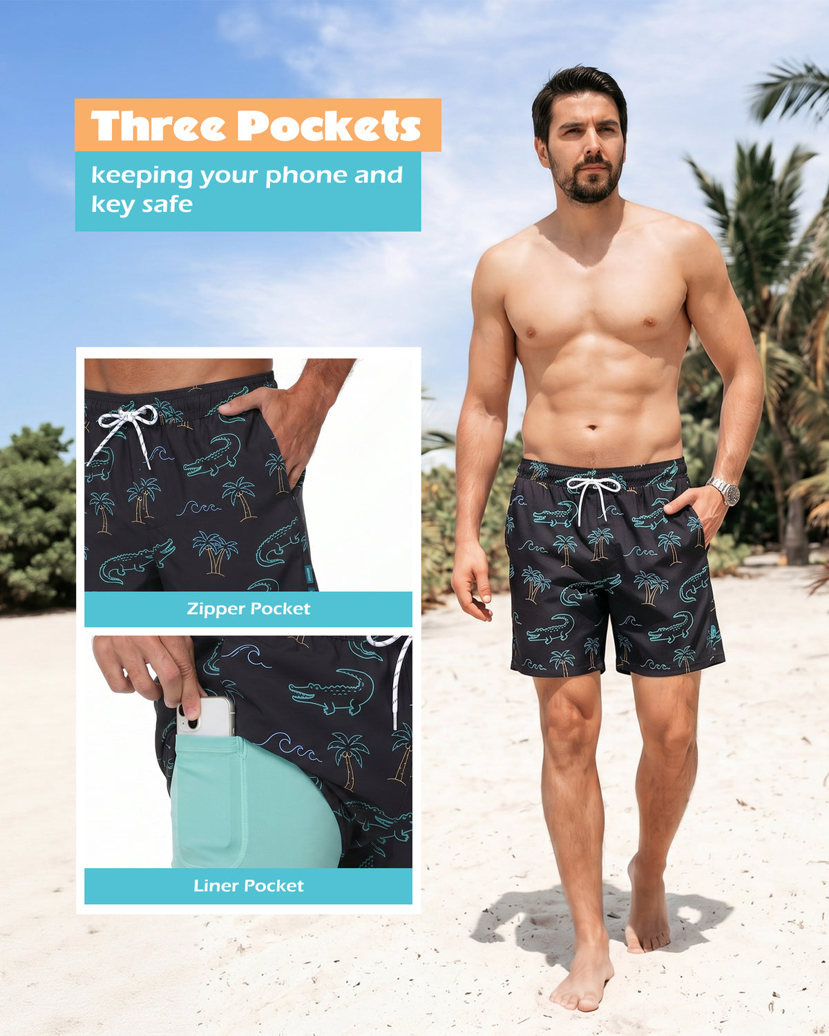 Sixfish 7 Inch 2 in 1 Swim Trunks