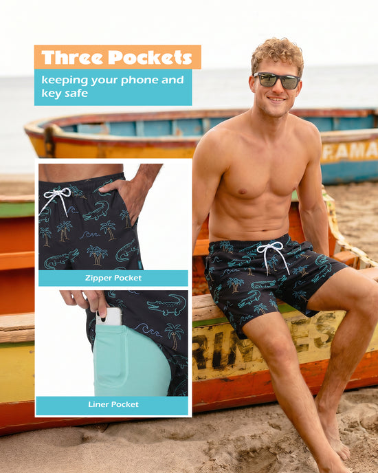 Sixfish Mens Swim Trunks With Compression Liner 5 Inch,2-in-1 Bathing Suit