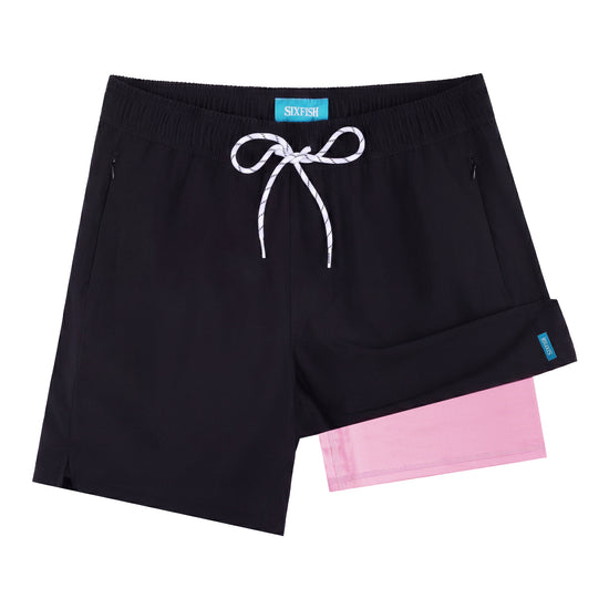 Sixfish Mens Swim Trunks With Compression Liner 5 Inch,2-in-1 Bathing Suit