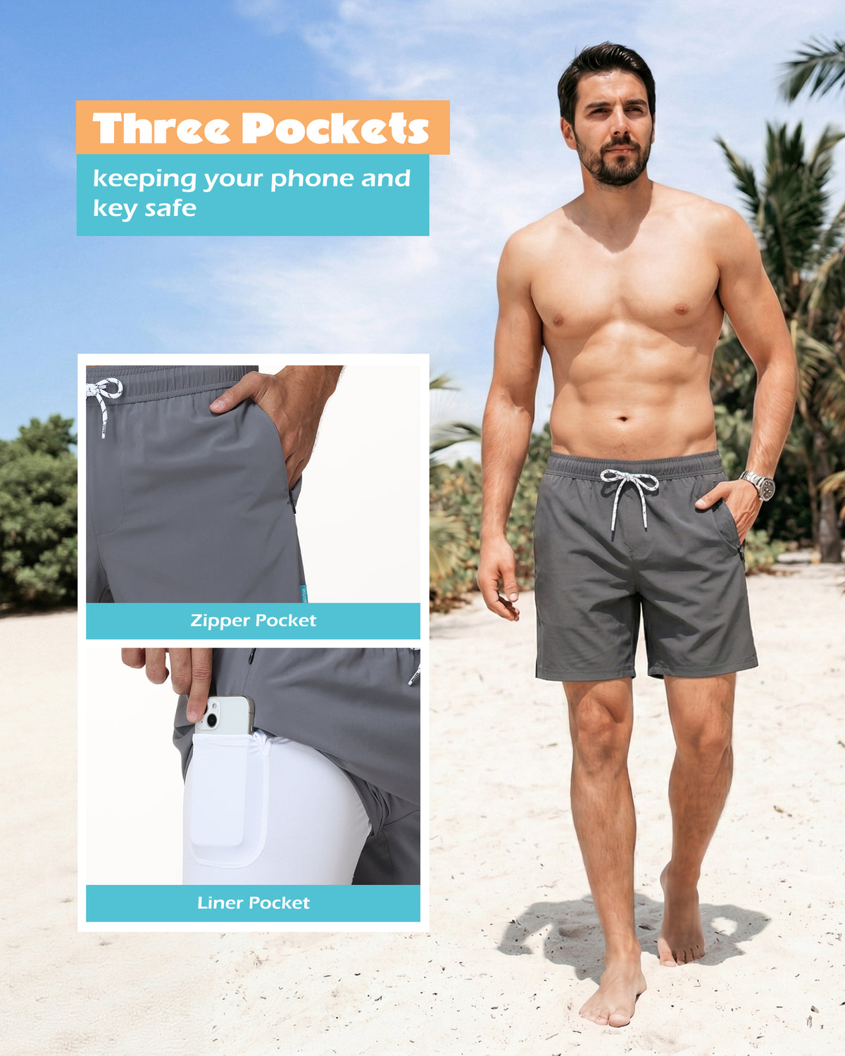 Sixfish 7 Inch 2 in 1 Swim Trunks