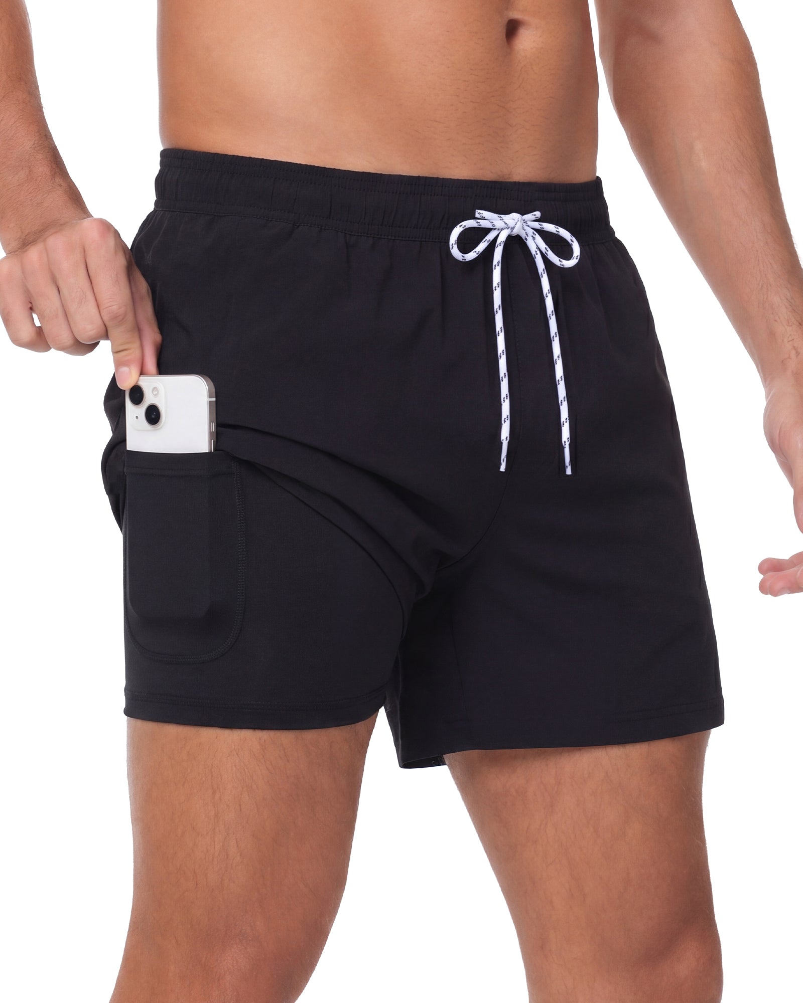 Sixfish Men's Swim Trunks Quick Dry Bored Shorts with 4" Compression Liner