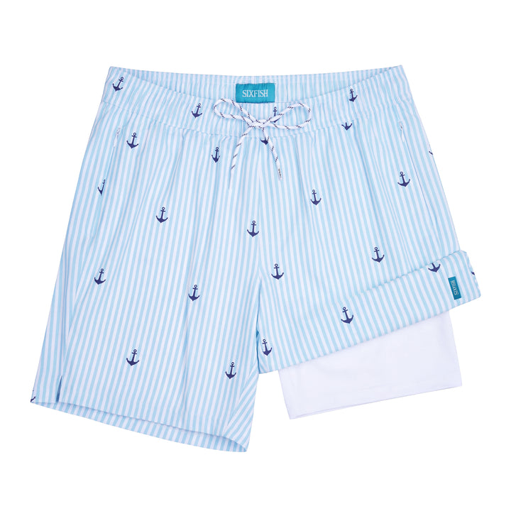 Sixfish Mens Swim Trunks With Compression Liner 5 Inch,2-in-1 Bathing Suit