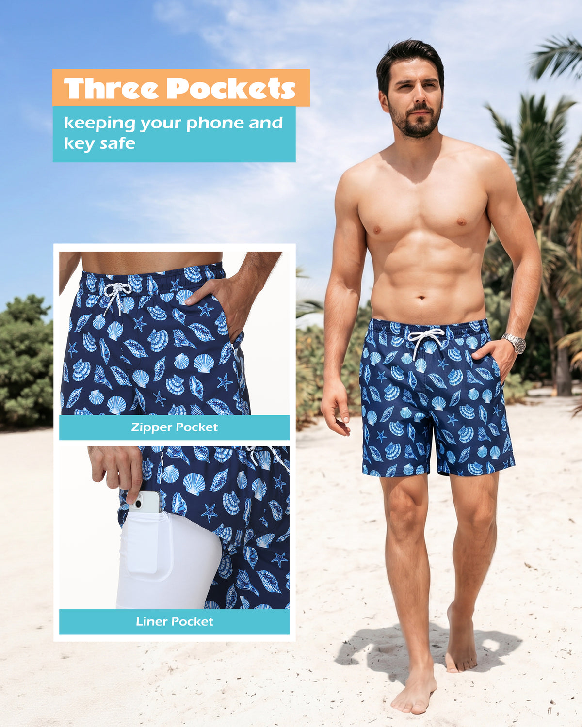 Sixfish 7 Inch 2 in 1 Swim Trunks