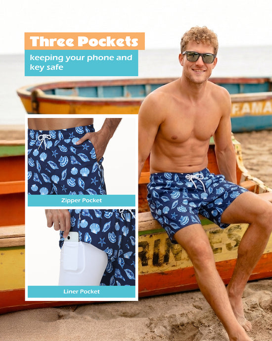 Sixfish Mens Swim Trunks With Compression Liner 5 Inch,2-in-1 Bathing Suit