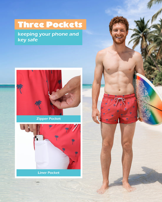 Sixfish Men's Swim Trunks Quick Dry Bored Shorts with 4" Compression Liner