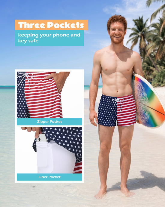 Sixfish Men's Swim Trunks Quick Dry Bored Shorts with 4" Compression Liner