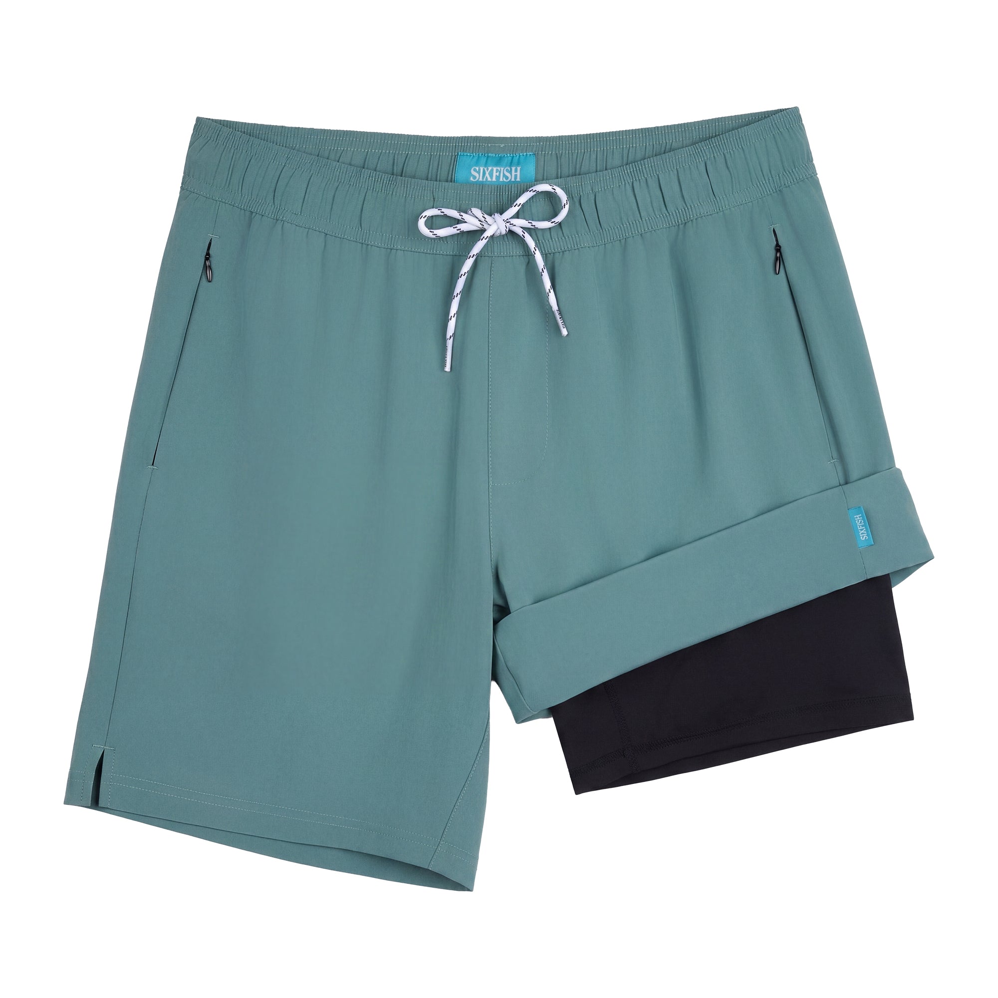 Sixfish Mens Swim Trunks With Compression Liner 5 Inch,2-in-1 Bathing Suit