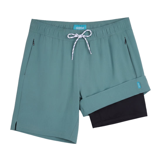 Sixfish Mens Swim Trunks With Compression Liner 5 Inch,2-in-1 Bathing Suit