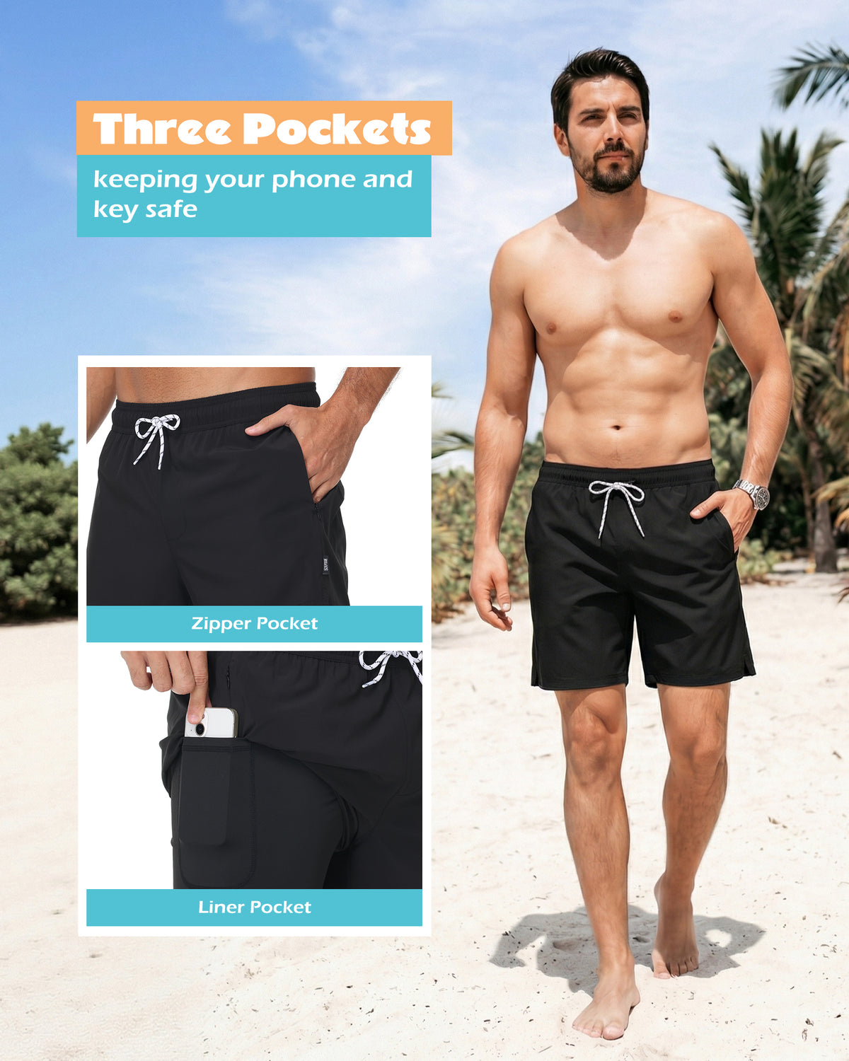Sixfish 7 Inch 2 in 1 Swim Trunks