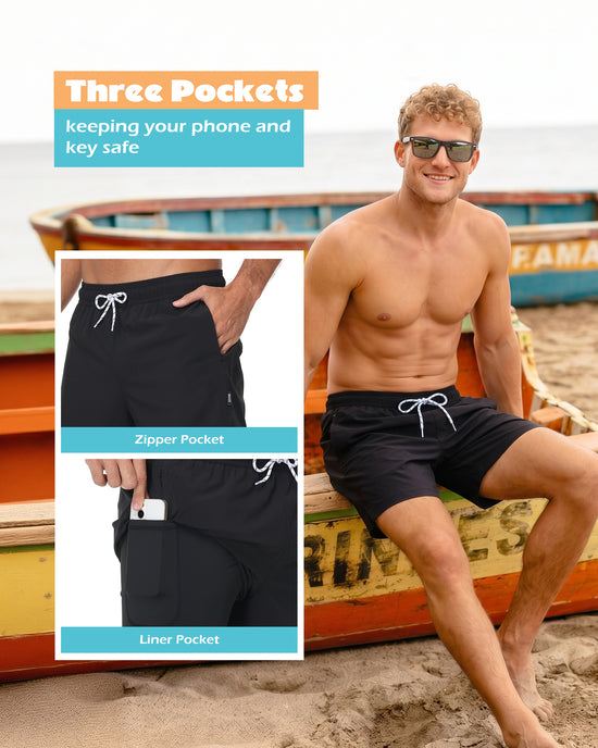 Sixfish Mens Swim Trunks With Compression Liner 5 Inch,2-in-1 Bathing Suit