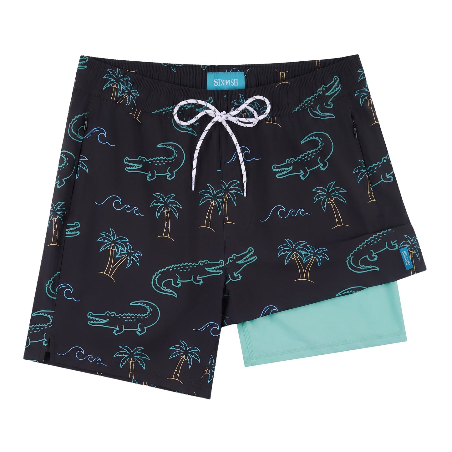 Sixfish Mens Swim Trunks With Compression Liner 5 Inch,2-in-1 Bathing Suit