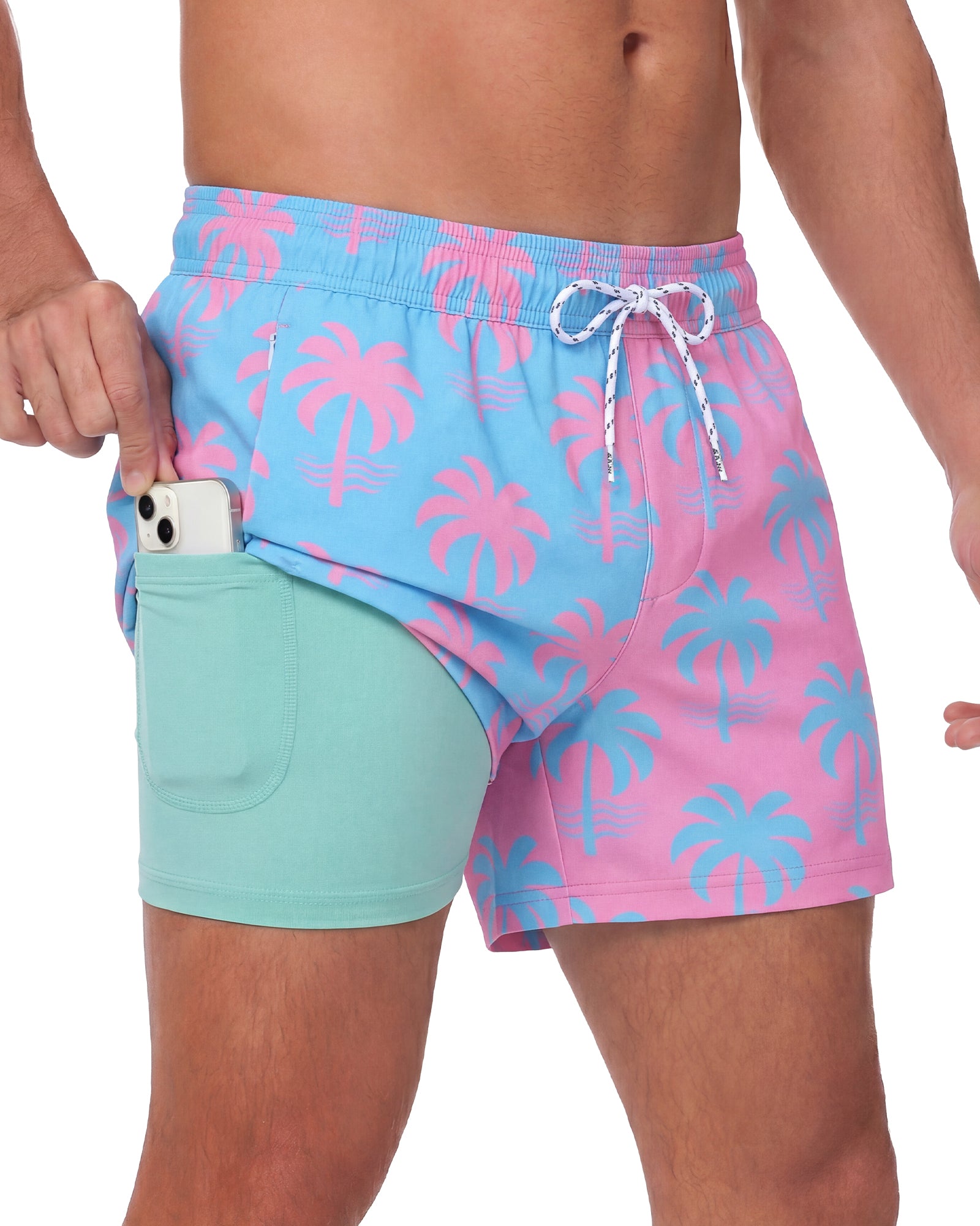Sixfish Men's Swim Trunks Quick Dry Bored Shorts with 4" Compression Liner