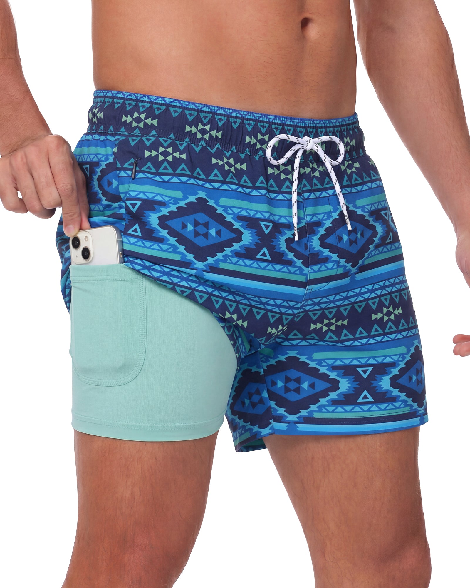 Sixfish Men's Swim Trunks Quick Dry Bored Shorts with 4" Compression Liner