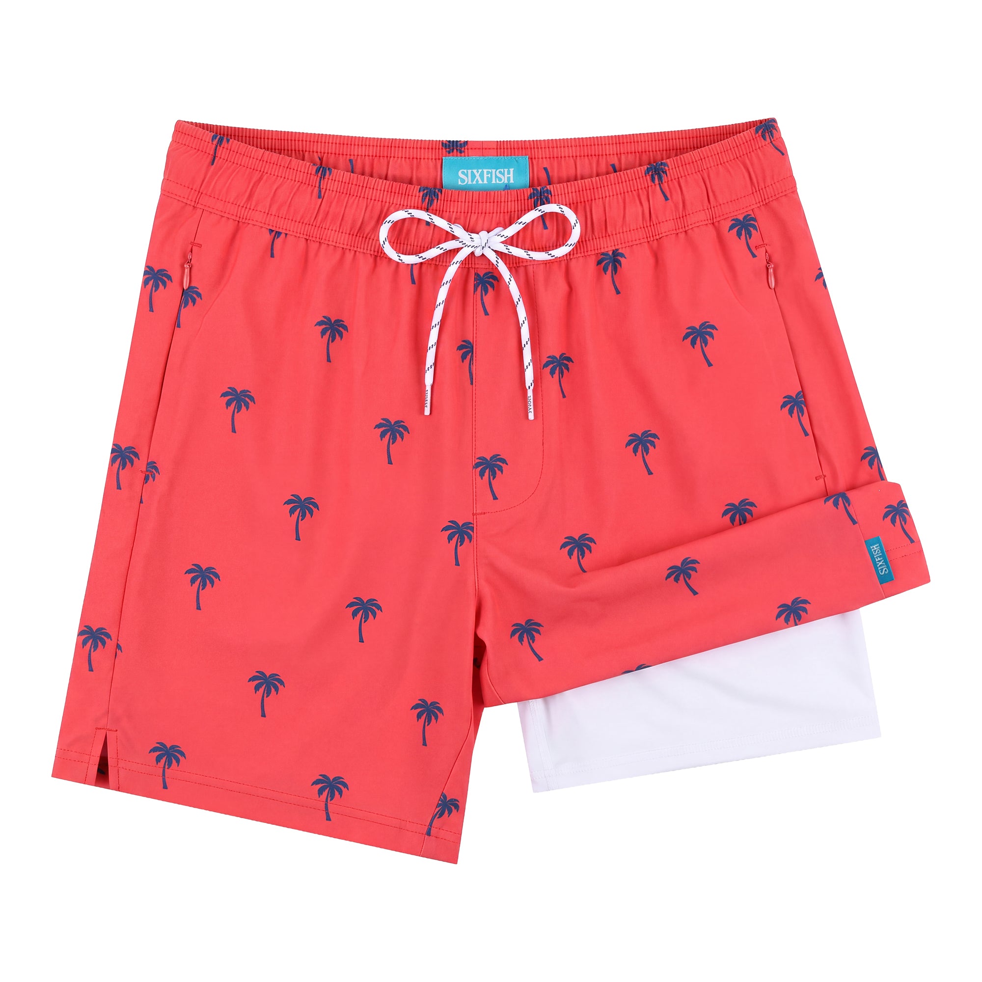 Sixfish Mens Swim Trunks With Compression Liner 5 Inch,2-in-1 Bathing Suit