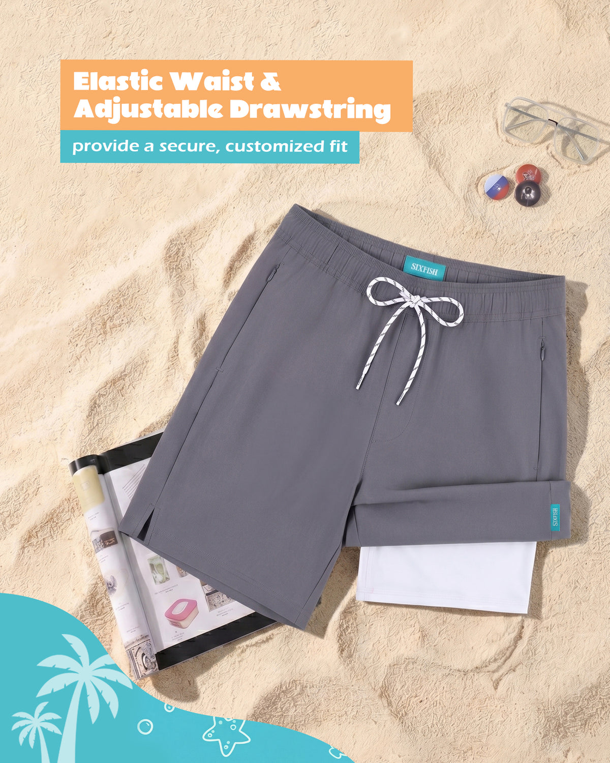 Sixfish 7 Inch 2 in 1 Swim Trunks